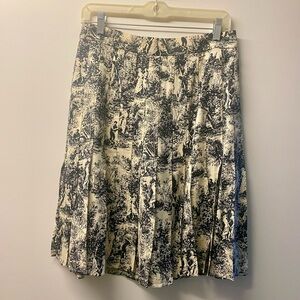 J. Crew Navy and Cream Pleated Skirt